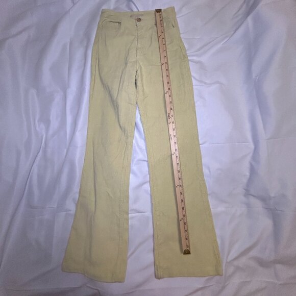 Paloma Flared Leg Pants Mid-Rise Fit Soft Corduroy Wool Fabric Sunny Yellow W 34 - Picture 7 of 12